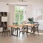 vidaXL Table à manger avec bord naturel 240x120x74cm bois massif chêne