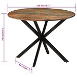 vidaXL Table à dîner Ø110x78 cm Bois de récupération massif et acier