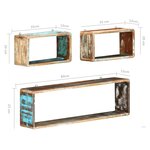 vidaXL Ensemble d'étagère cube 3 Pièces Bois solide de récupération