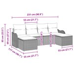 Ensemble de canapé de jardin 6 pièces vidaXL avec coussins noirs en poly rattan