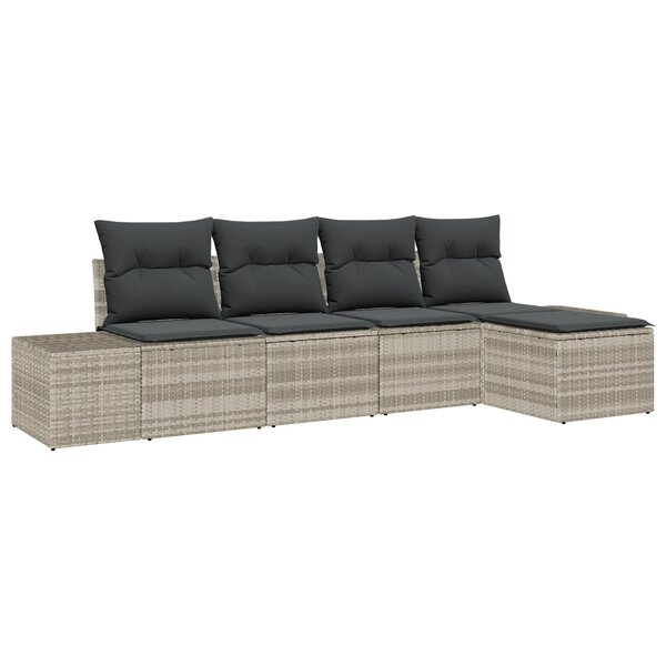 vidaXL Ensemble de canapé de jardin 5 pièces avec coussins gris clair en poly rotin