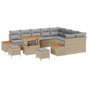 vidaXL Ensemble de canapé de jardin 12 Pièces Beige polyrotin