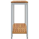vidaXL Table d'extérieur Naturelle & Grise 35x110x75 cm en bois massif et acier.