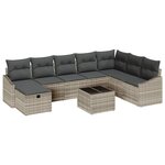 vidaXL Ensemble de canapé de jardin 9 Pièces Gris clair 55 x 62 x 69 cm