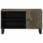 vidaXL Meuble TV noir 80x33x46 cm bois massif de manguier