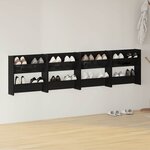 vidaXL Armoires à chaussures murales 4 Pièces noir brillant 60x18x60 cm