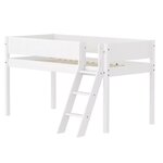 Flexa WHITE Lit mi-hauteur avec echelle inclinee 90 x 200 cm Barriere pleine Blanc
