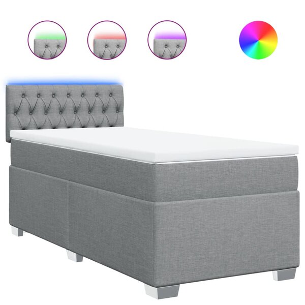 vidaXL Sommier à lattes de lit avec matelas gris clair 80x200 cm tissu
