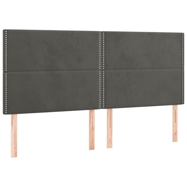 vidaXL Têtes de lit 4 Pièces Gris foncé 80x5x78/88 cm Velours