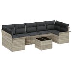 vidaXL Ensemble de canapé de jardin 8 Pièces Gris clair Poly rotin