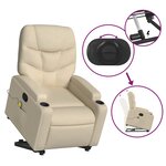 vidaXL Fauteuil inclinable de massage Crème Tissu