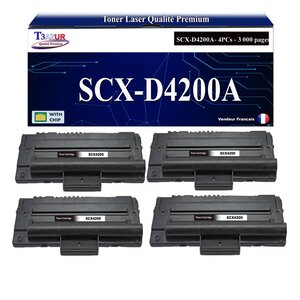 T3AZUR - 4x Toners compatibles avec Samsung SCX-D4200A SCXD4200A pour Samsung SCX4200 SCX-4200