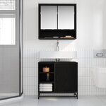 vidaXL Cabinet de salle de bain avec porte Chêne noir 65 x 33 x 60 cm