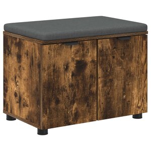 vidaXL Banc d'entrée avec coussin Chêne fumé 60 x 38 x 46 cm