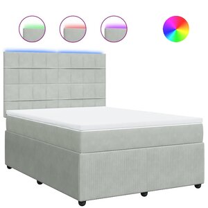 vidaXL Sommier à lattes de lit et matelas Gris clair 140x190cm Velours