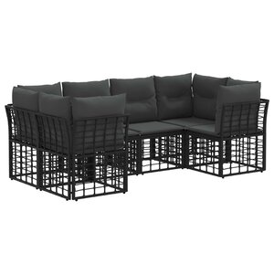vidaXL Ensemble de canapés d'extérieur 6 Pièces Noir Polyester