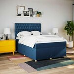 vidaXL Sommier à lattes de lit avec matelas Bleu 140x190 cm Tissu