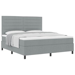 vidaXL Lit à ressorts avec matelas Gris clair 180 x 200 cm tissu
