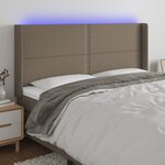vidaXL Tête de lit à LED Taupe 163x16x118/128 cm Tissu