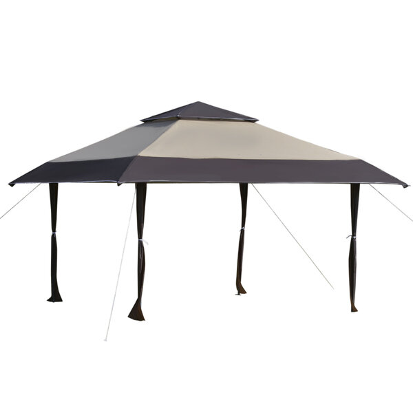 Tonnelle barnum de jardin pop-up pliant 3 96L x 3 96l x 2 68H m acier polyester sac transport à roulettes chocolat beige
