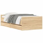 vidaXL Cadre de lit avec tiroirs sans matelas chêne sonoma 90x190 cm