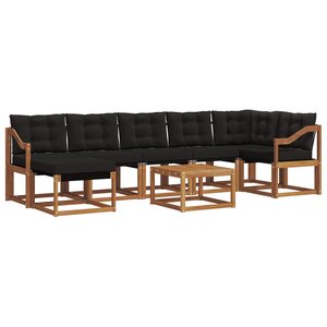 vidaXL Ensemble de canapés d'extérieur 8 pc Naturel et Noir
