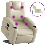 vidaXL Fauteuil inclinable de massage électrique crème similicuir