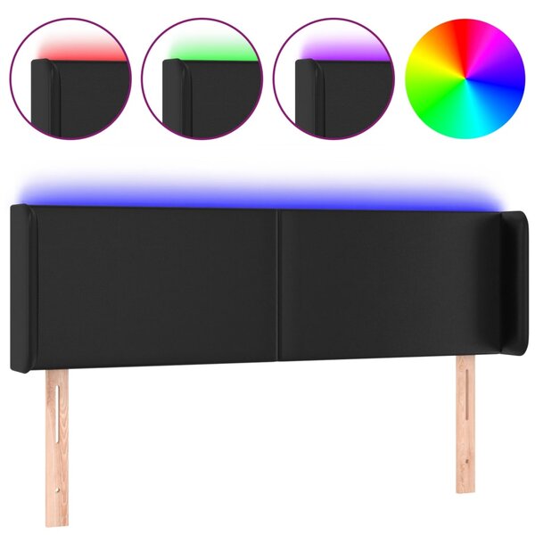 vidaXL Tête de lit à LED Noir 147x16x78/88 cm Similicuir