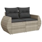 vidaXL Salon de jardin 5 Pièces avec coussins gris clair résine tressée