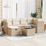 vidaXL Salon de jardin avec coussins 7 Pièces beige résine tressée