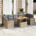 vidaXL Salon de jardin avec coussins 8 Pièces beige résine tressée