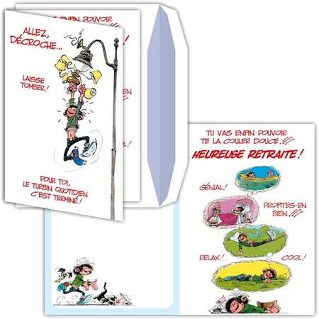 Maxi grande carte géante départ retraite gaston lagaffe franquin avec enveloppe