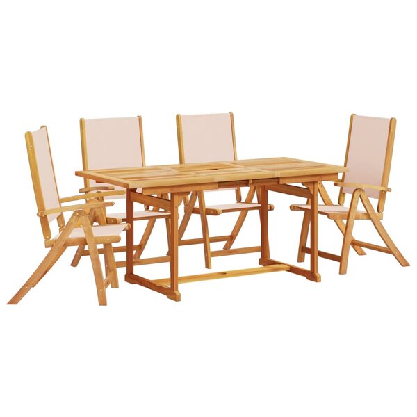 vidaXL Ensemble à manger de jardin 5Pièces bois d'acacia solide textilène