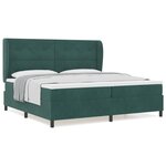 Lit Box Spring avec Matelas verte foncé 200x200 cm en Velours