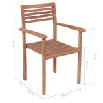 vidaXL Chaises de jardin empilables 8 Pièces Bois de teck solide