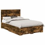 vidaXL Cadre de lit Chêne fumé 135 x 190 cm Bois d'ingénierie