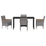 vidaXL Ensemble de salle à manger pour jardin 5 Pièces Gris Poly rotin