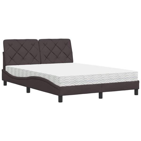 vidaXL Lit avec matelas marron foncé 140x200 cm tissu