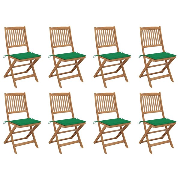 vidaXL Chaises pliables d'extérieur avec coussins 8 Pièces Bois d'acacia