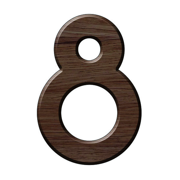 Numéro 8-Numéro adhésif pour boîtes aux lettres - Résine de 3 mm, hauteur environ 50 mm - Voyager (chêne moyen)