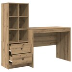 vidaXL Bureau avec Rangement en Chêne Artisanal Bois d'Ingénierie