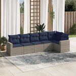 vidaXL Salon de jardin 6 Pièces avec coussins gris résine tressée