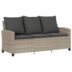 vidaXL Canapé de jardin 3places coussins et table gris clair polyrotin