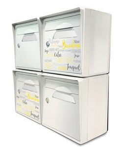 Pack de 4 boîtes aux lettres murales - 2x "On the beach" - 2x "Blanc ivoire"