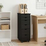 vidaXL Cabinet roulant Noir 34 x 39 x 93 5 cm Bois de Pin Massif