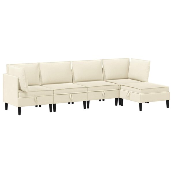 vidaXL Ensemble de meubles pour le salon 5 pc Crème Tissu