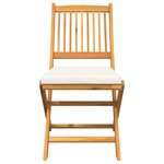 vidaXL Chaises de jardin pliantes avec coussins blancs  par 4  en bois d'acacia massif.