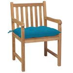 vidaXL Chaises de jardin lot de 4 avec coussins bleu clair Teck solide
