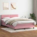 vidaXL Sommier à lattes de lit avec matelas et LED rose 140x220 cm velours