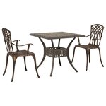 vidaXL Ensemble de tables de jardin 3 Pièces Bronze Aluminium coulé
